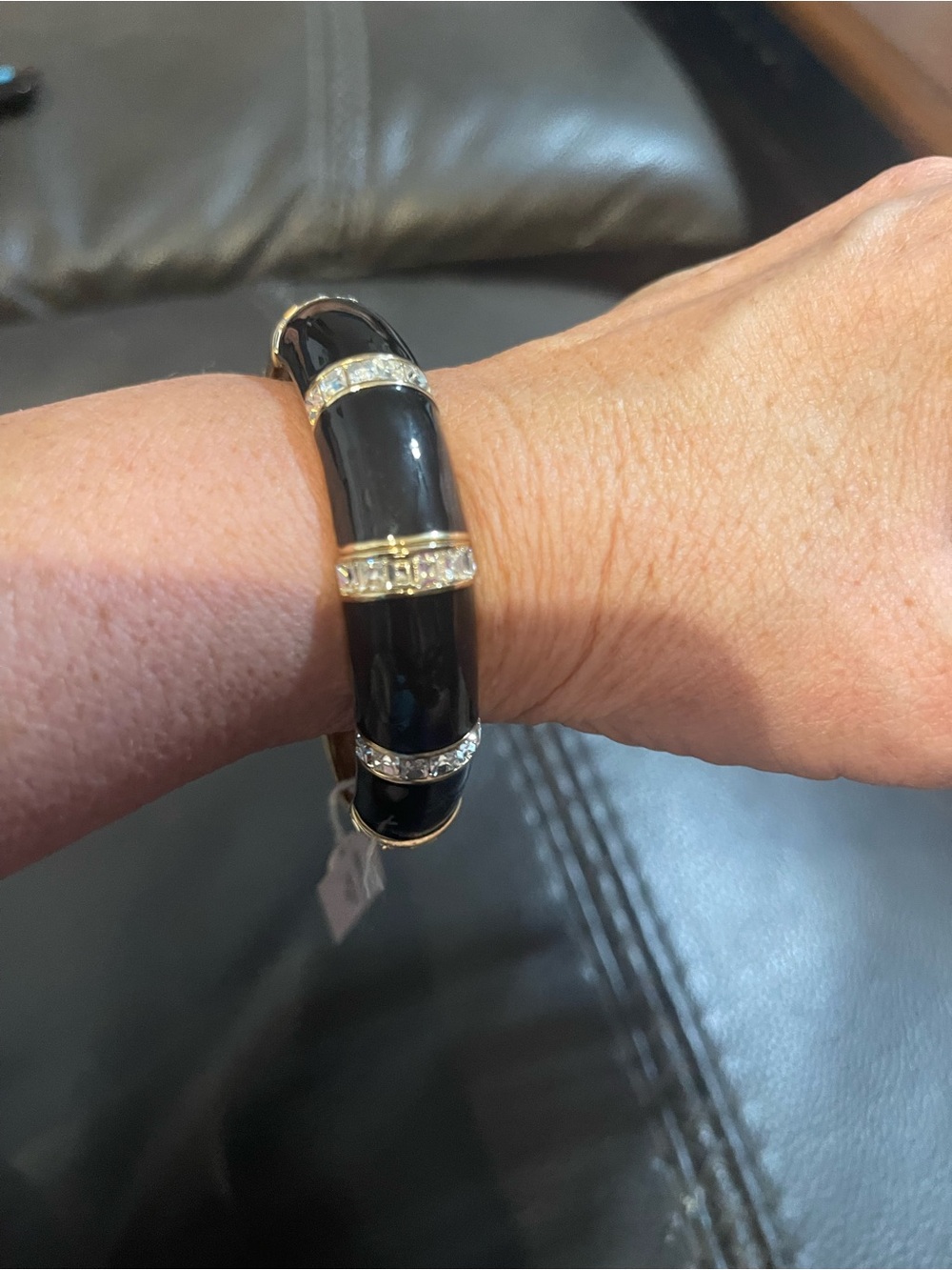 Park Lane Black Enamel Bracelet with Crystal Accents